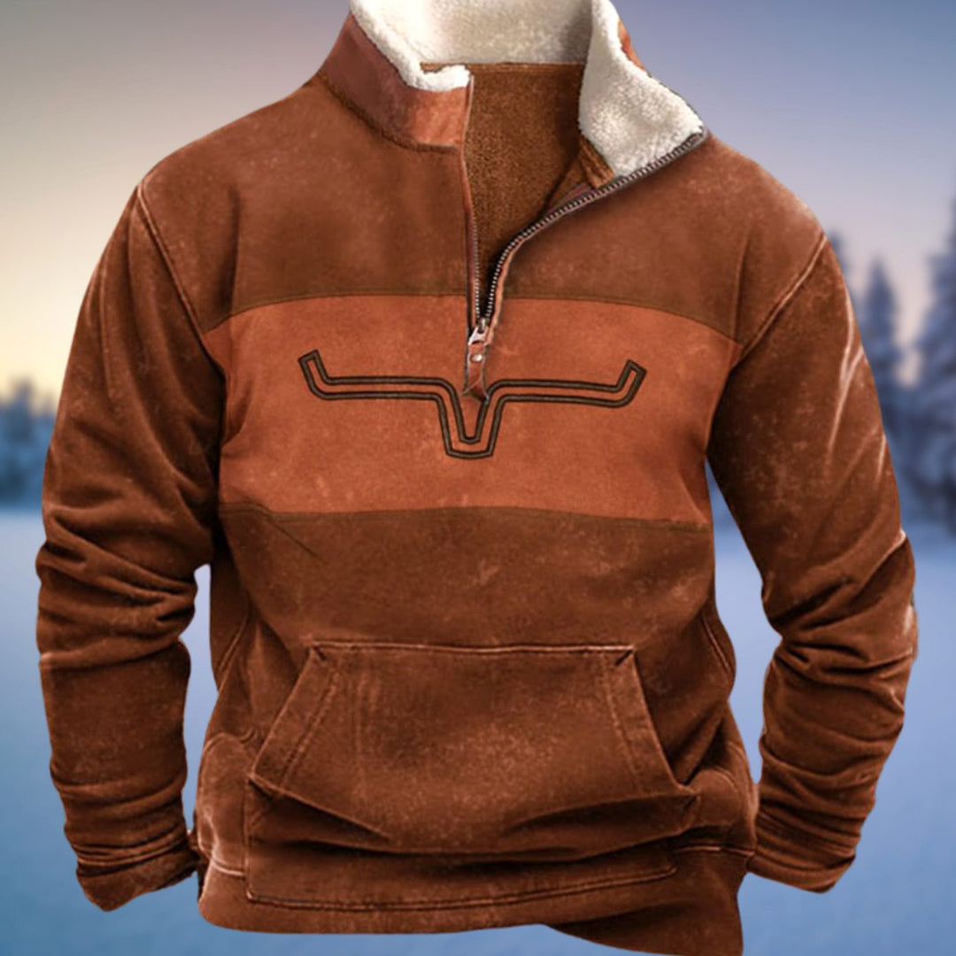 Men's Aztec Fleece-Lined Quarter-Zip Pullover Sweatshirt