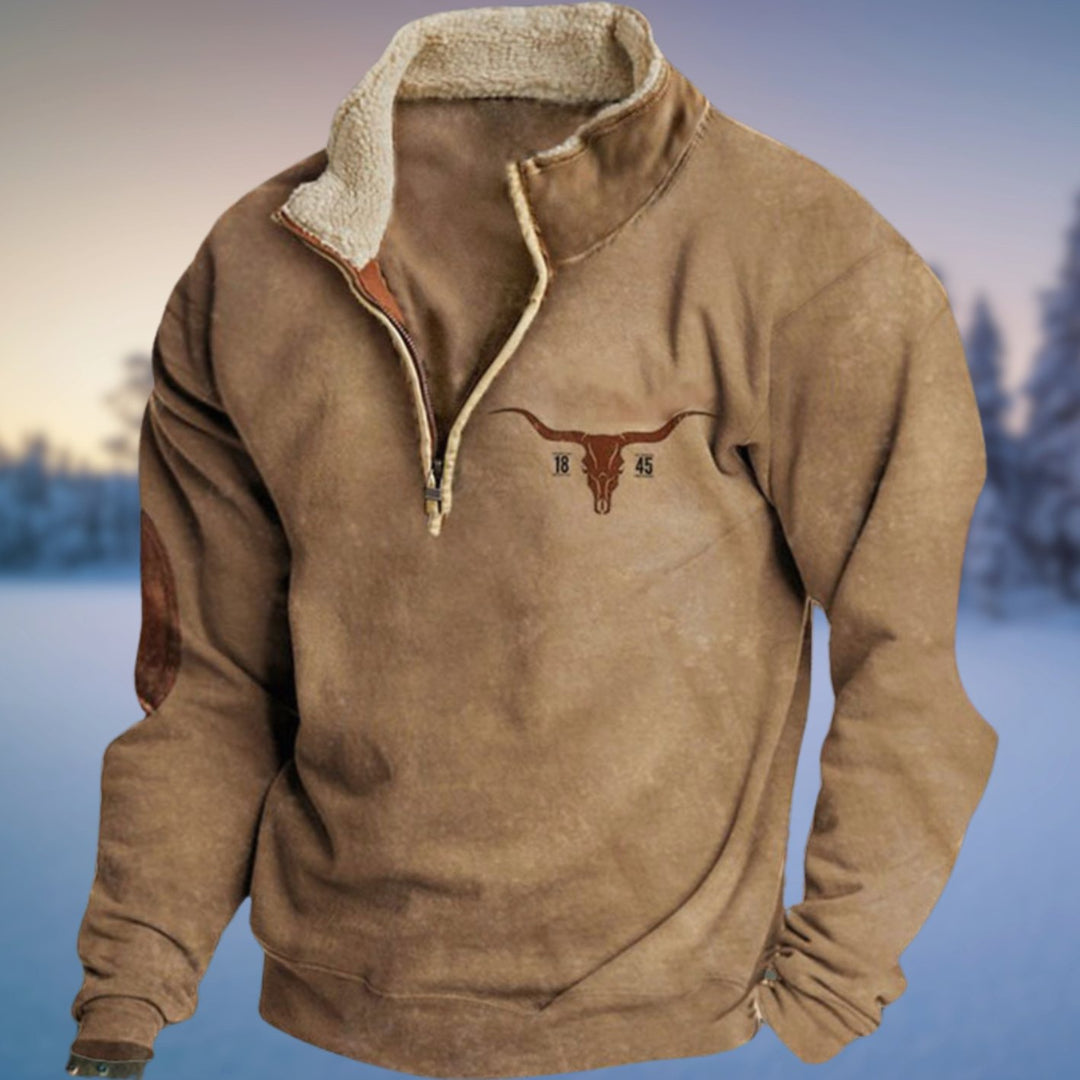 Men's Aztec Fleece-Lined Quarter-Zip Pullover Sweatshirt