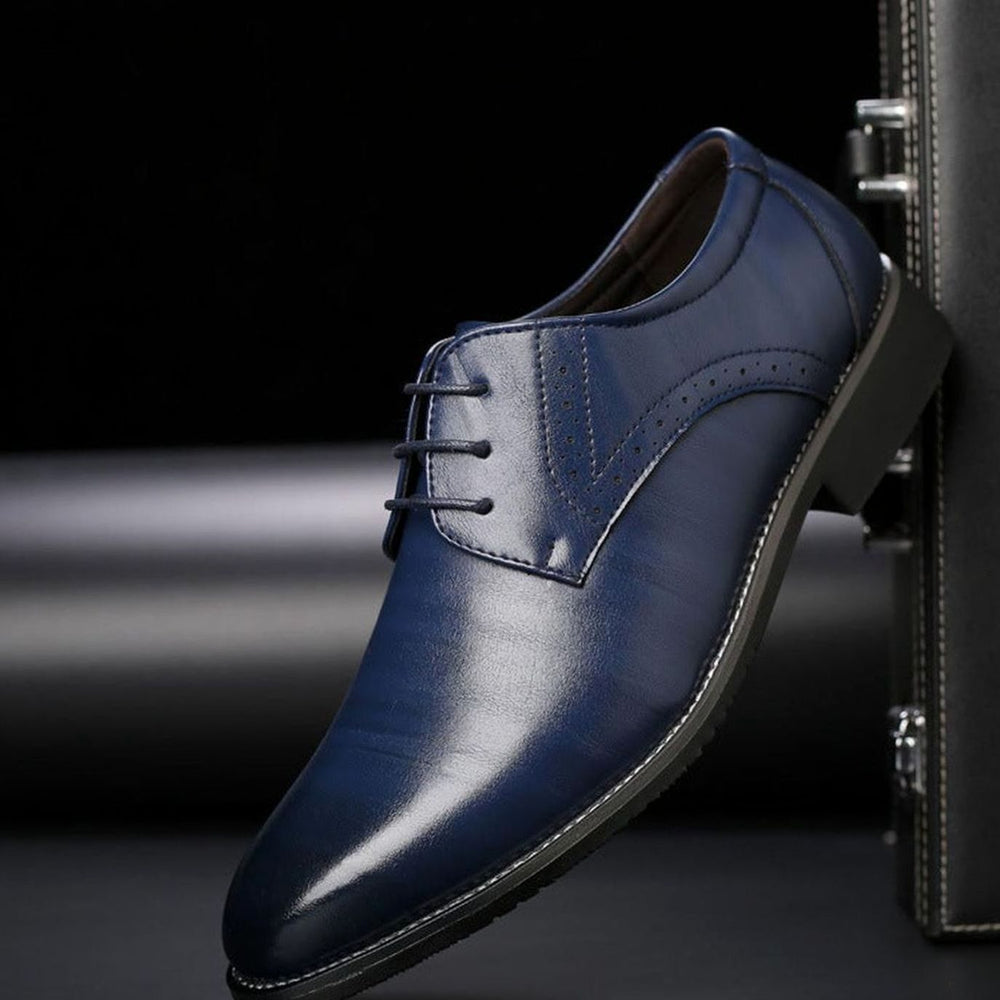Men's Brogue-Detail Lace-Up Leather Derby Dress Shoes