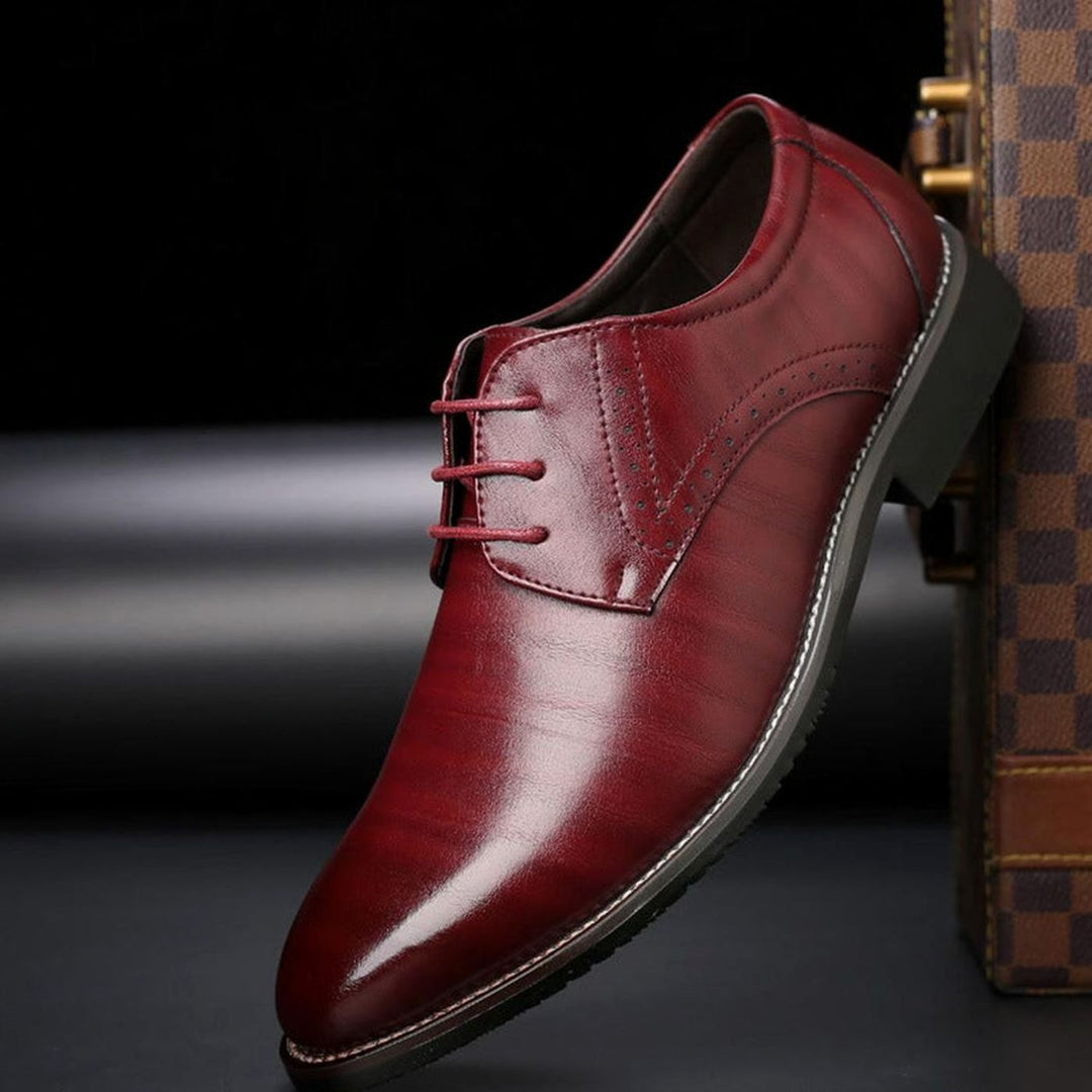 Men's Brogue-Detail Lace-Up Leather Derby Dress Shoes