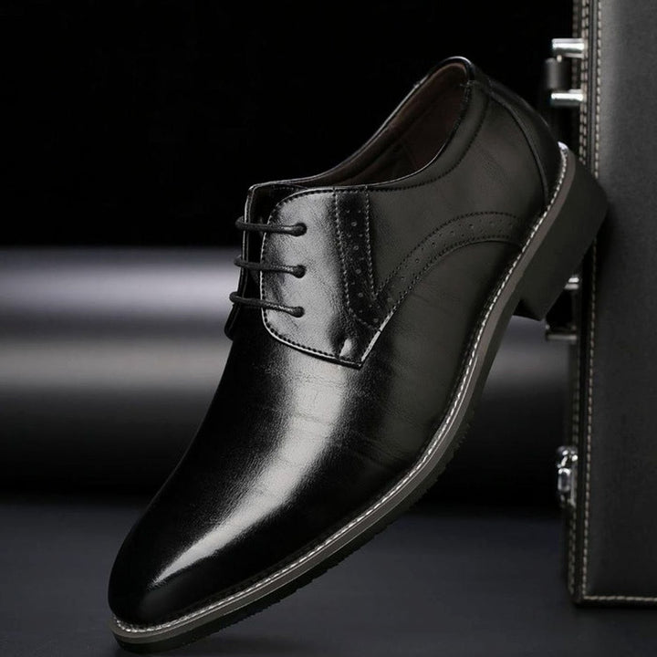 Men's Brogue-Detail Lace-Up Leather Derby Dress Shoes