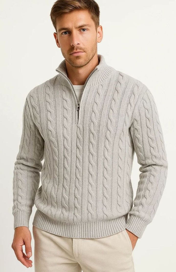 Men's Cable-Knit Quarter-Zip Pullover Jumper