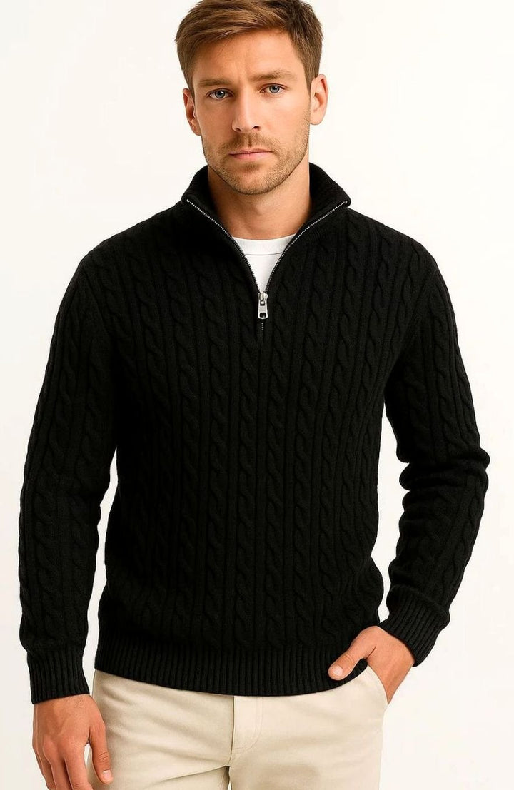 Men's Cable-Knit Quarter-Zip Pullover Jumper