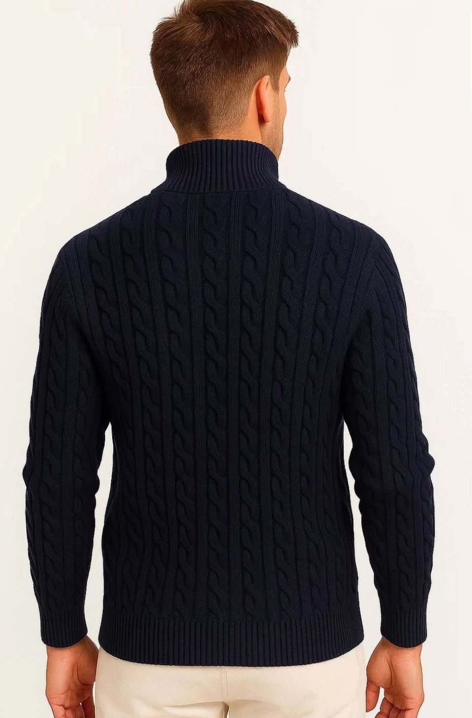 Men's Cable-Knit Quarter-Zip Pullover Jumper