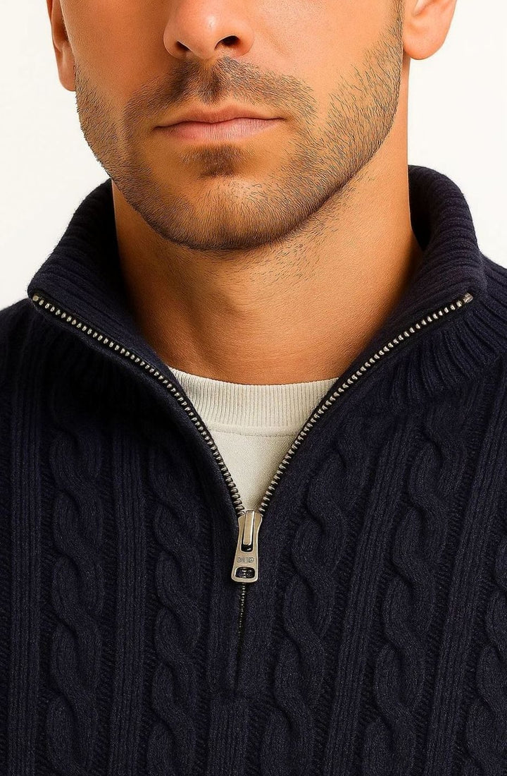 Men's Cable-Knit Quarter-Zip Pullover Jumper