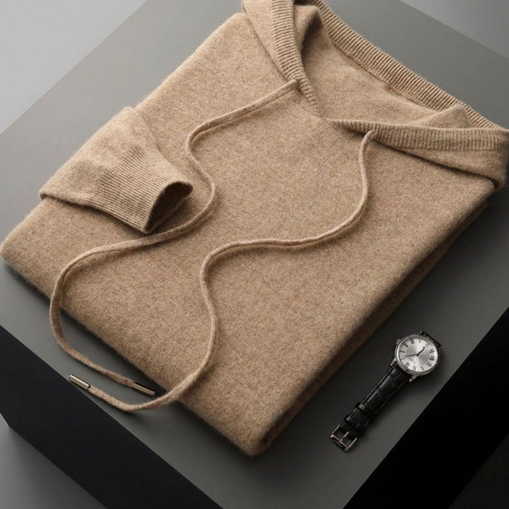 Men's Cashmere Drawstring Hooded Pullover Jumper