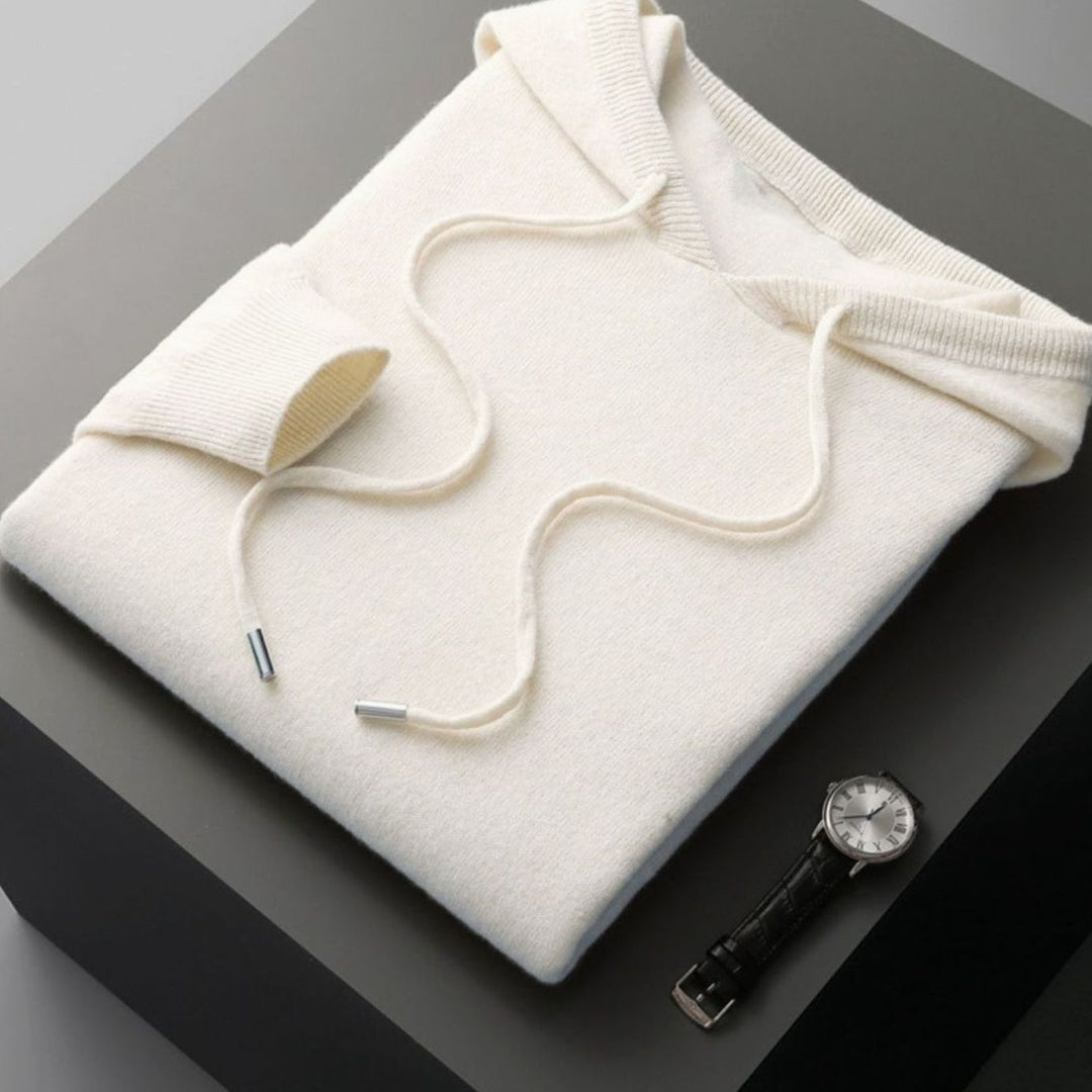 Men's Cashmere Drawstring Hooded Pullover Jumper