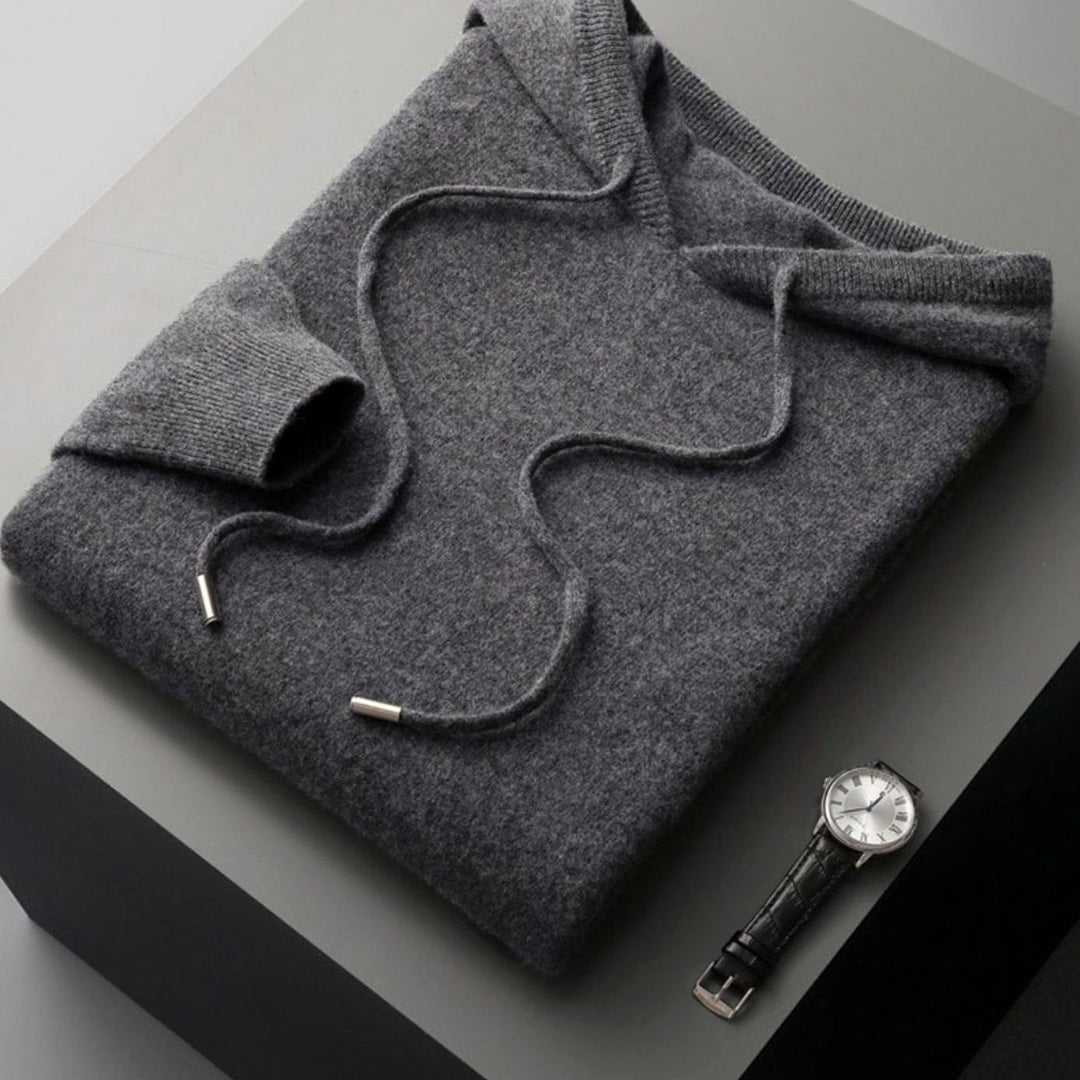 Men's Cashmere Drawstring Hooded Pullover Jumper