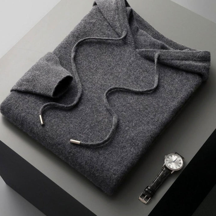 Men's Cashmere Drawstring Hooded Pullover Jumper
