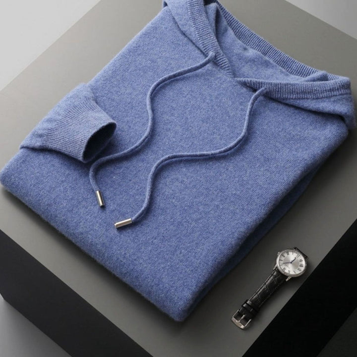 Men's Cashmere Drawstring Hooded Pullover Jumper