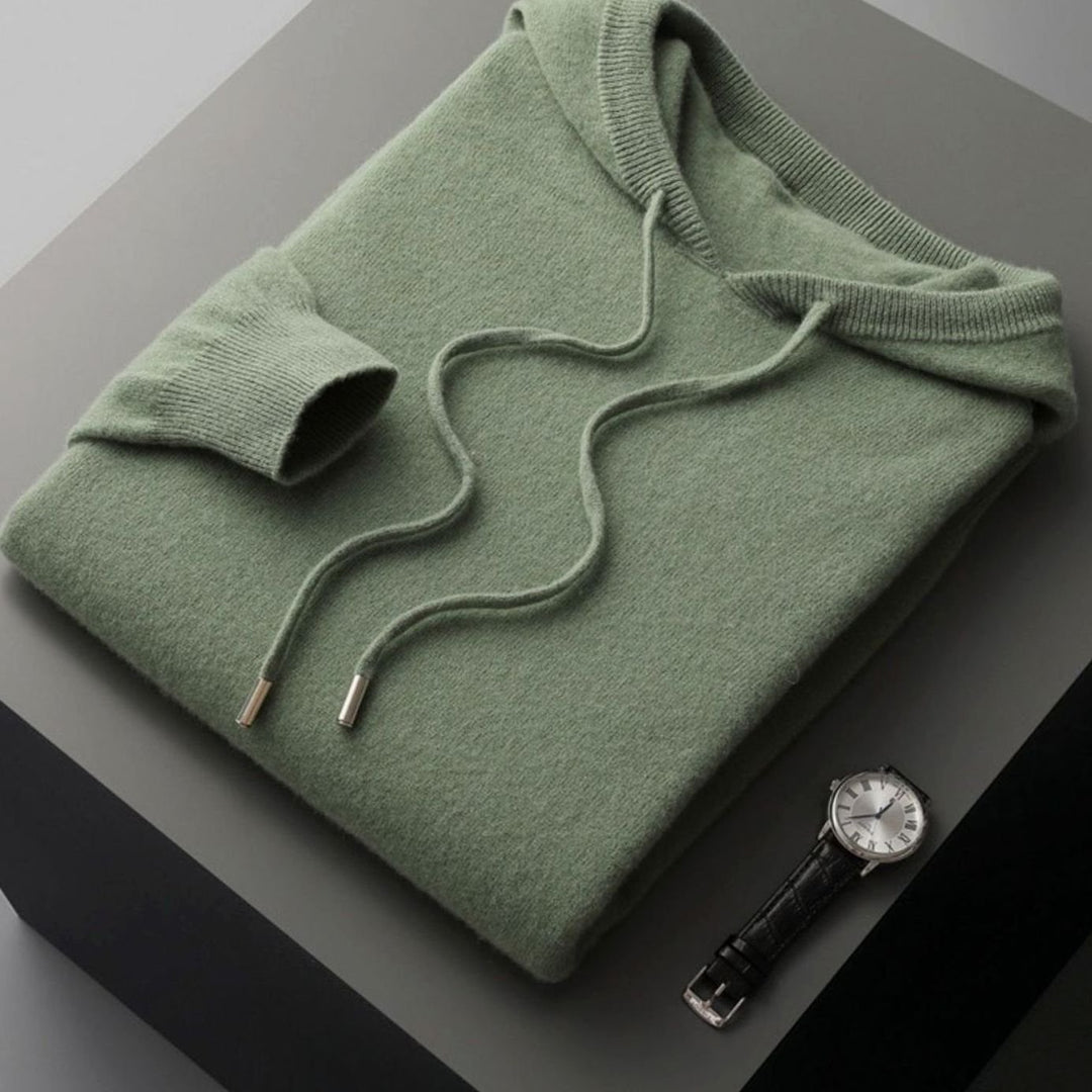 Men's Cashmere Drawstring Hooded Pullover Jumper