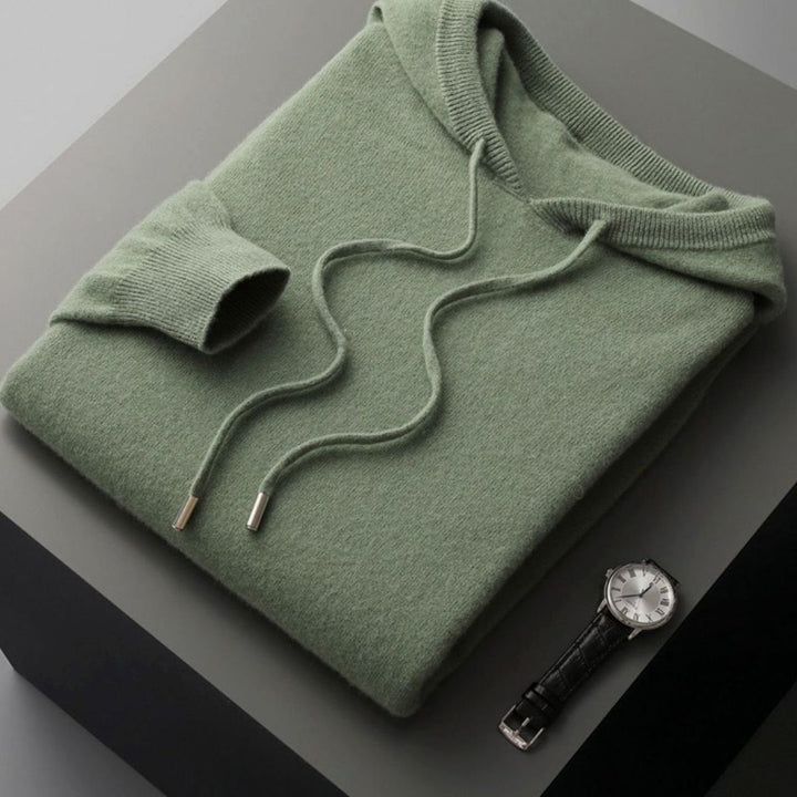 Men's Cashmere Drawstring Hooded Pullover Jumper