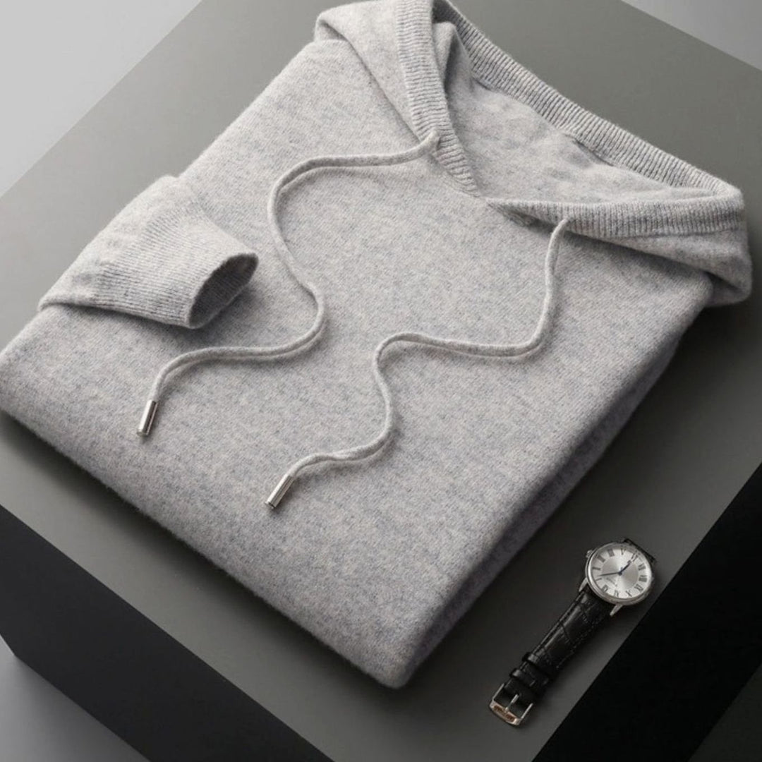 Men's Cashmere Drawstring Hooded Pullover Jumper