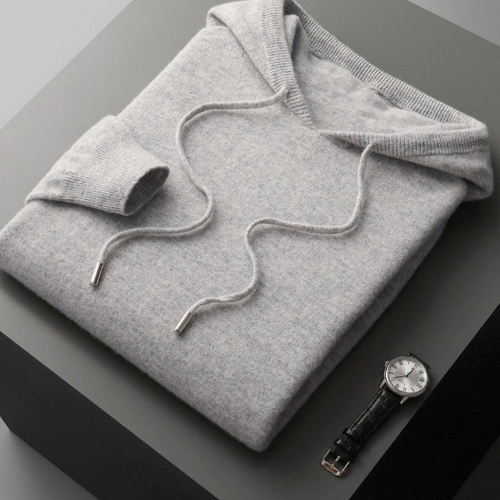 Men's Cashmere Drawstring Hooded Pullover Jumper