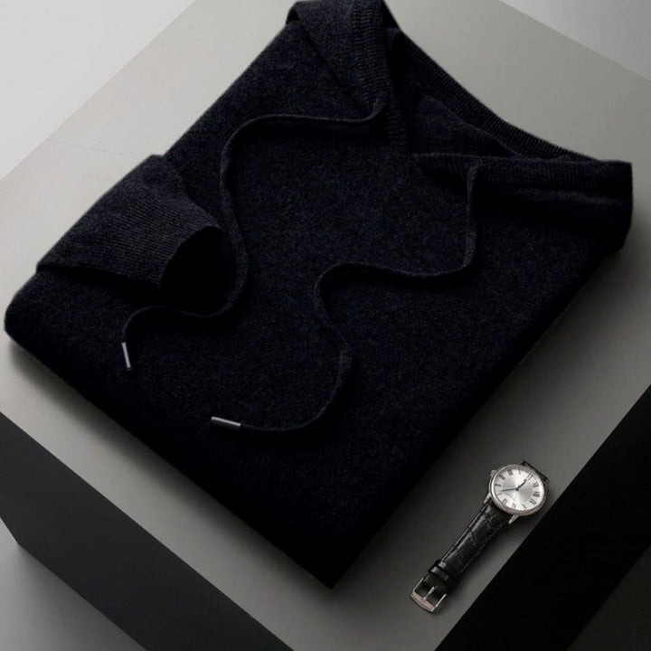 Men's Cashmere Drawstring Hooded Pullover Jumper