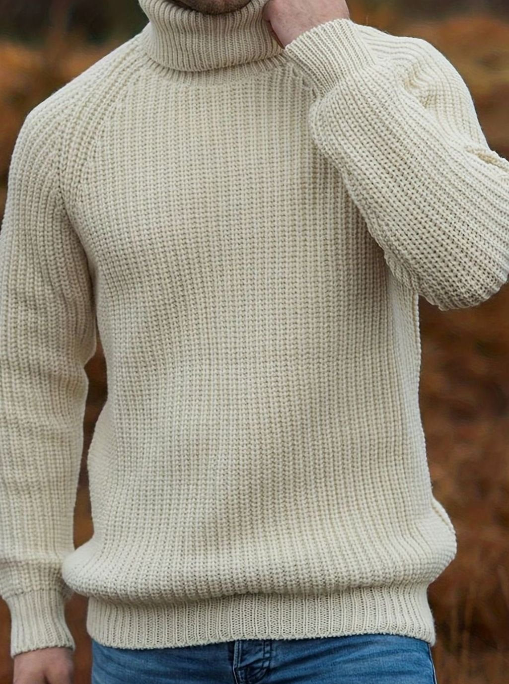 Men's Chunky Knit Rollneck Turtleneck Winter Jumper