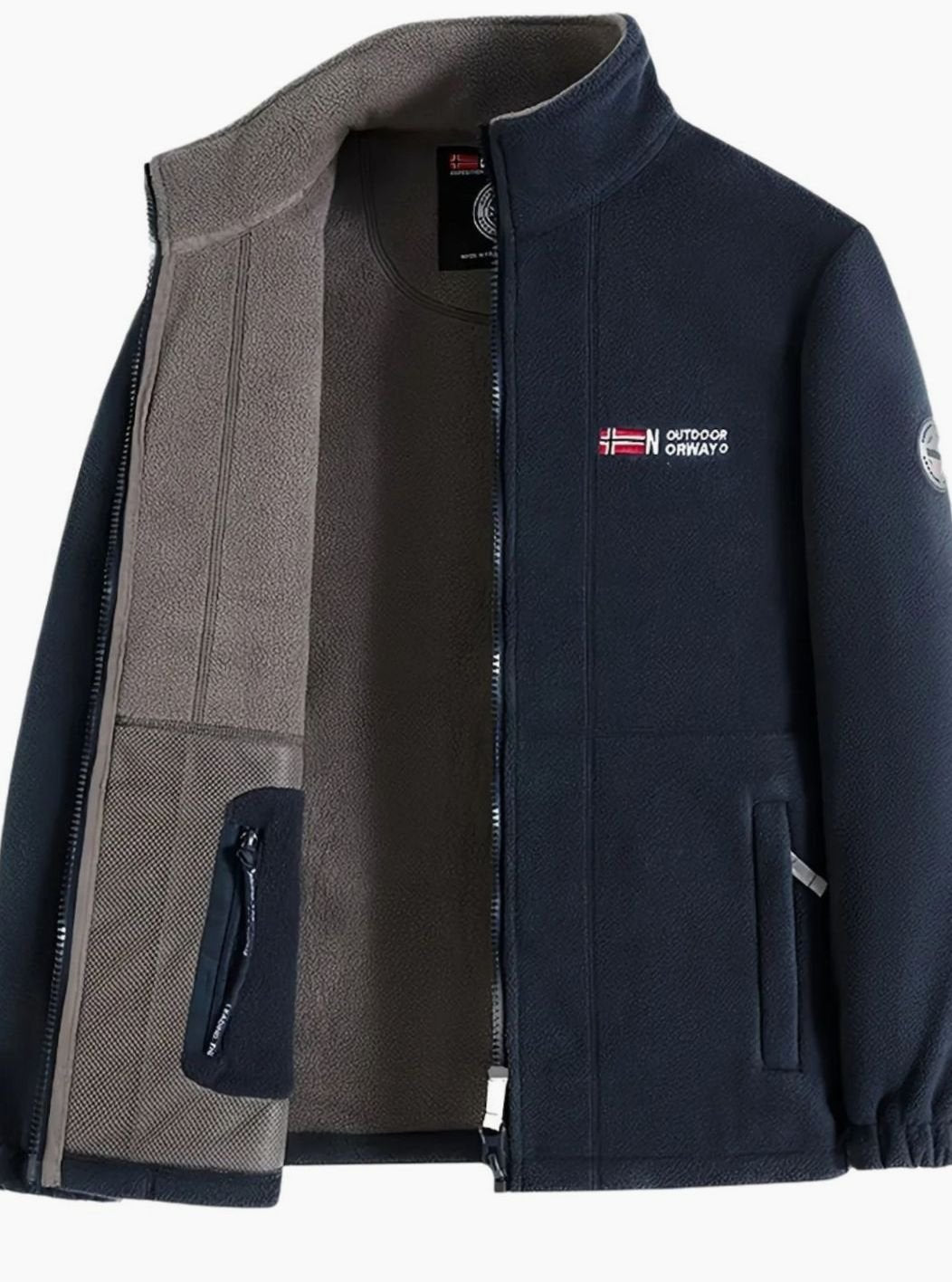 Men's Fleece Full-Zip Outdoor Jacket Stand Collar