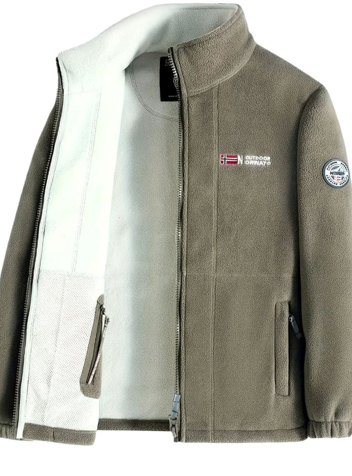 Men's Fleece Full-Zip Outdoor Jacket Stand Collar