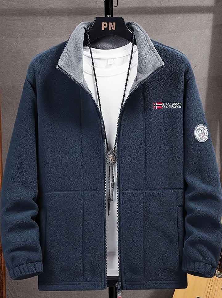 Men's Fleece Full-Zip Outdoor Jacket Stand Collar
