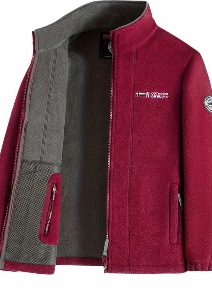 Men's Fleece Full-Zip Outdoor Jacket Stand Collar