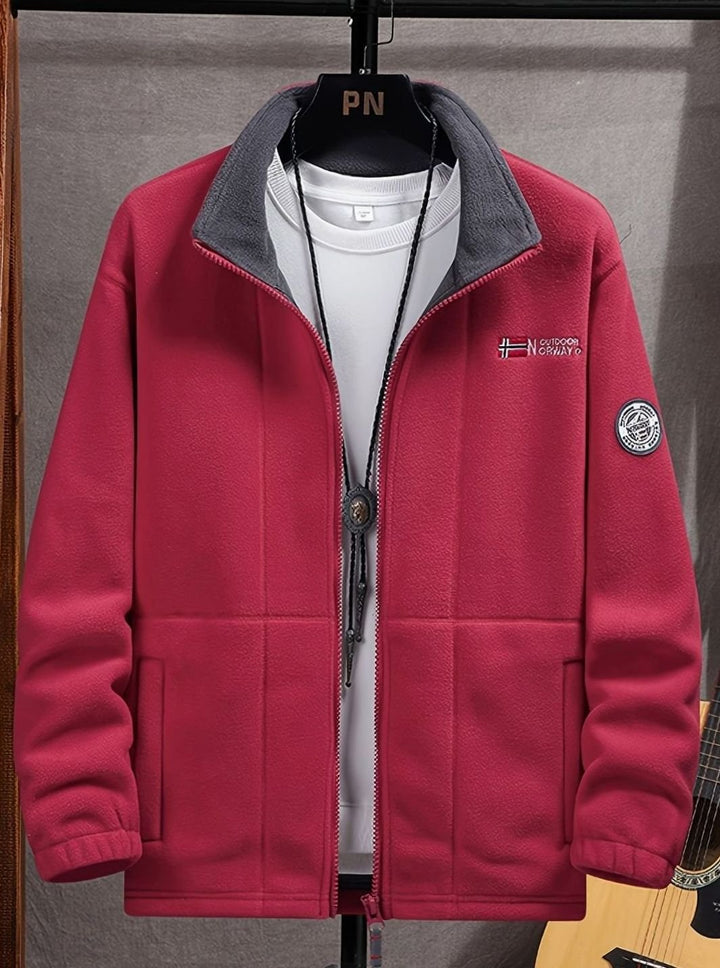 Men's Fleece Full-Zip Outdoor Jacket Stand Collar