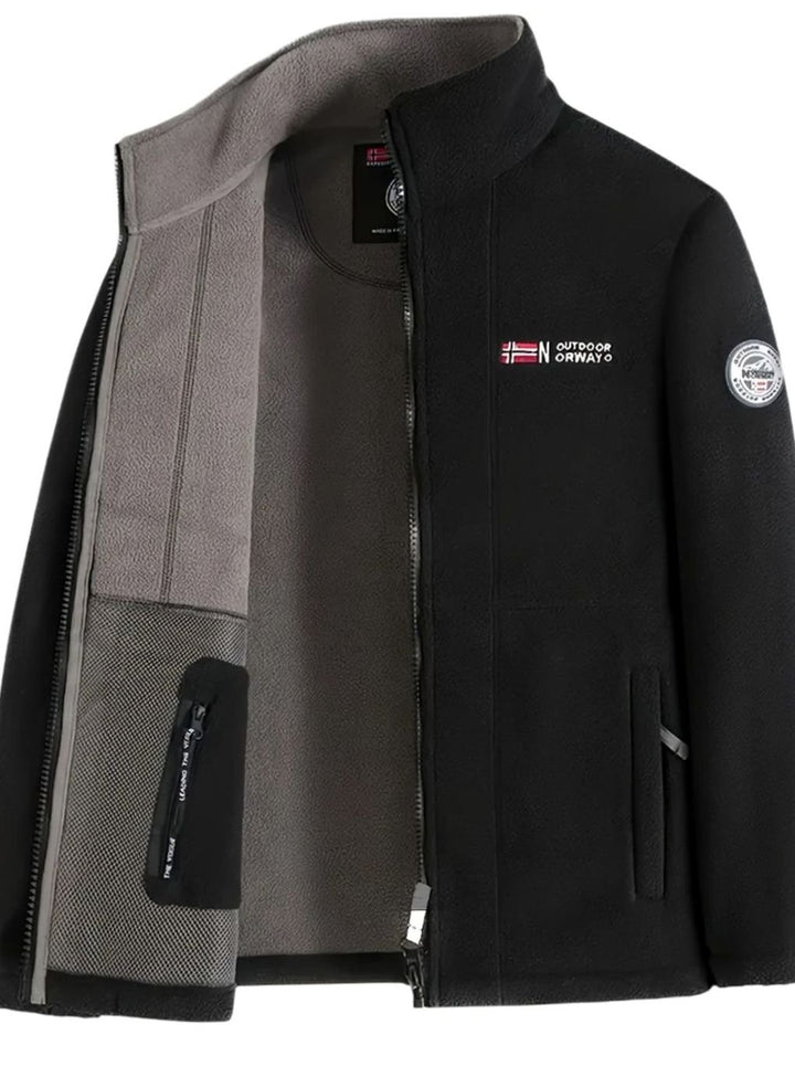 Men's Fleece Full-Zip Outdoor Jacket Stand Collar