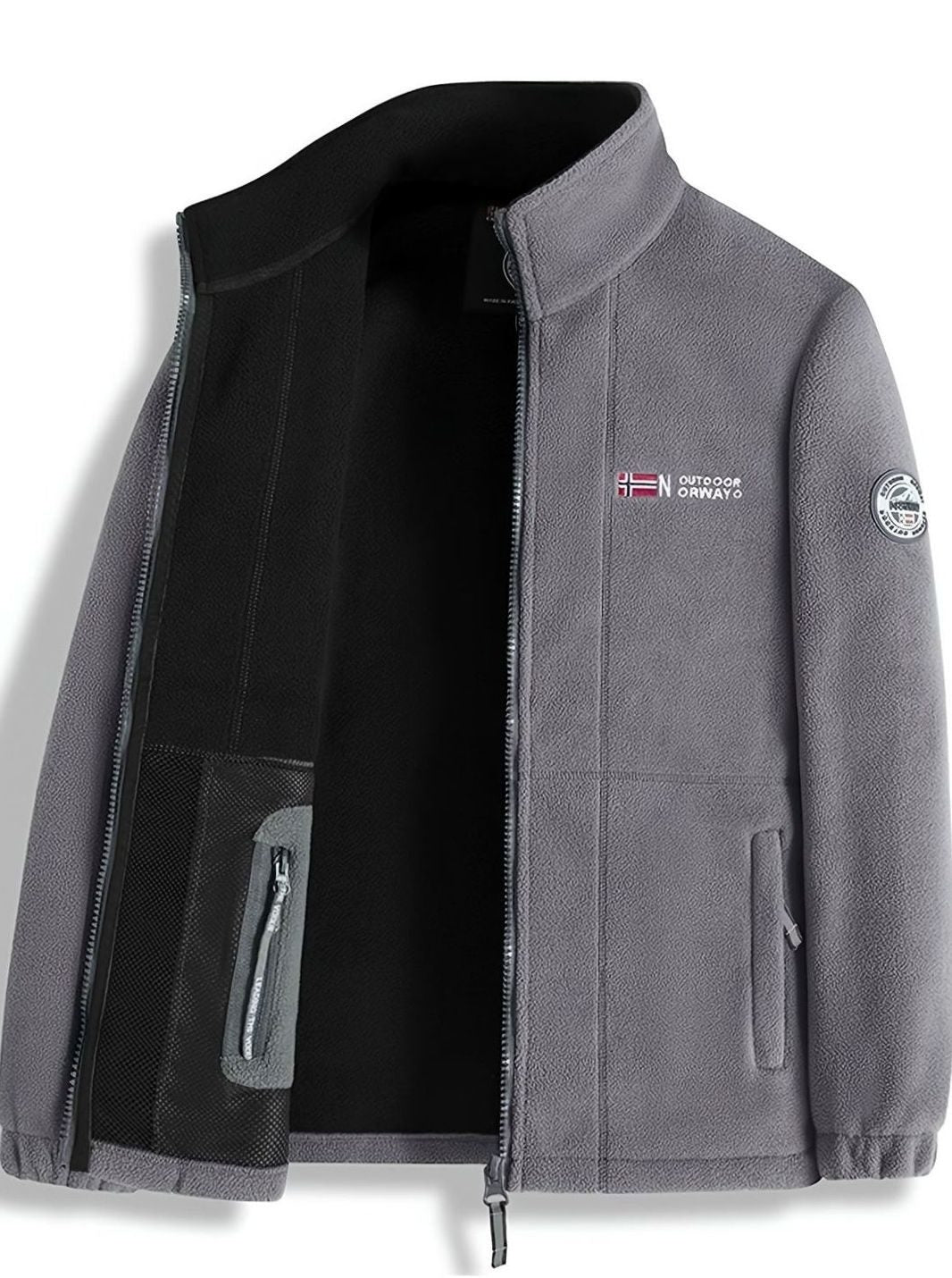Men's Fleece Full-Zip Outdoor Jacket Stand Collar