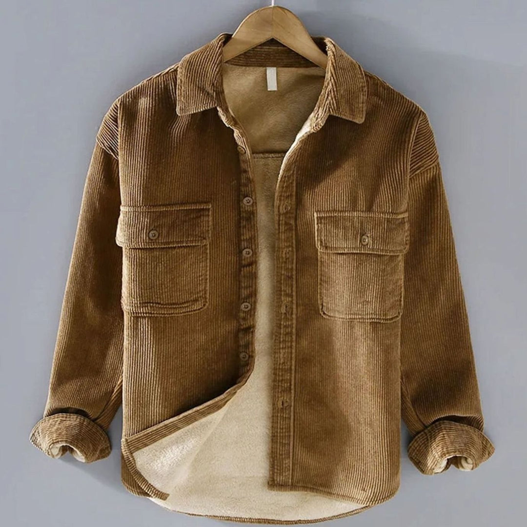 Men's Fleece-Lined Corduroy Button-Up Shacket