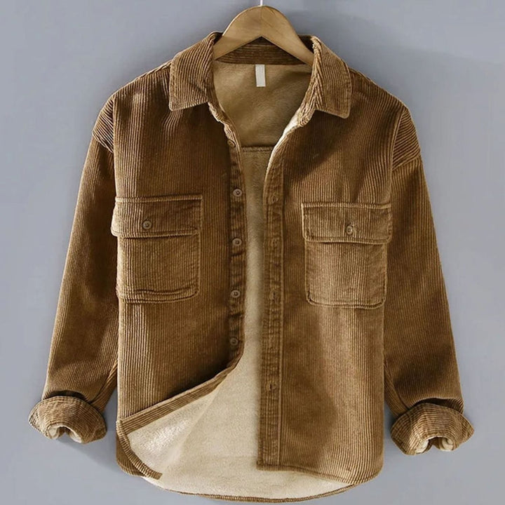 Men's Fleece-Lined Corduroy Button-Up Shacket