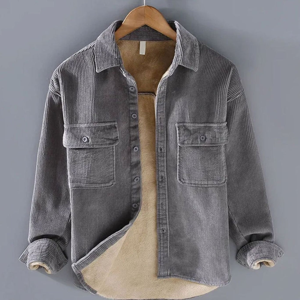 Men's Fleece-Lined Corduroy Button-Up Shacket