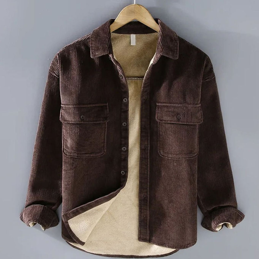 Men's Fleece-Lined Corduroy Button-Up Shacket