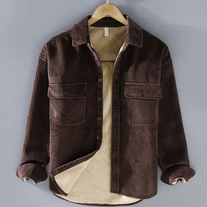 Men's Fleece-Lined Corduroy Button-Up Shacket