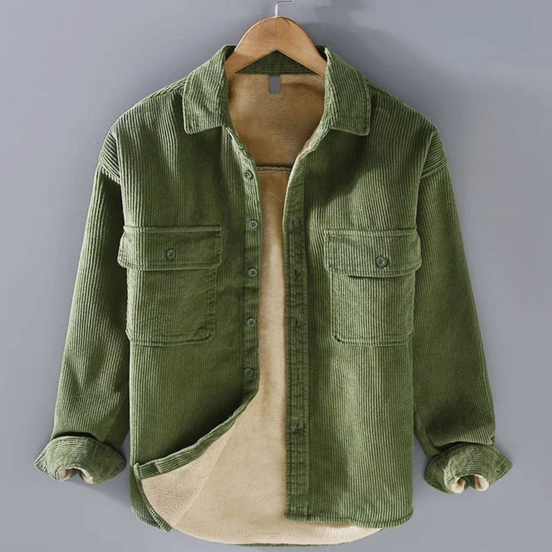 Men's Fleece-Lined Corduroy Button-Up Shacket