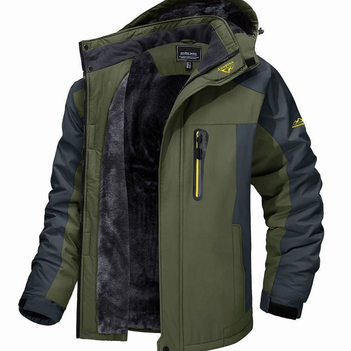 Men's Fleece-Lined Hooded Windproof Winter Outdoor Jacket