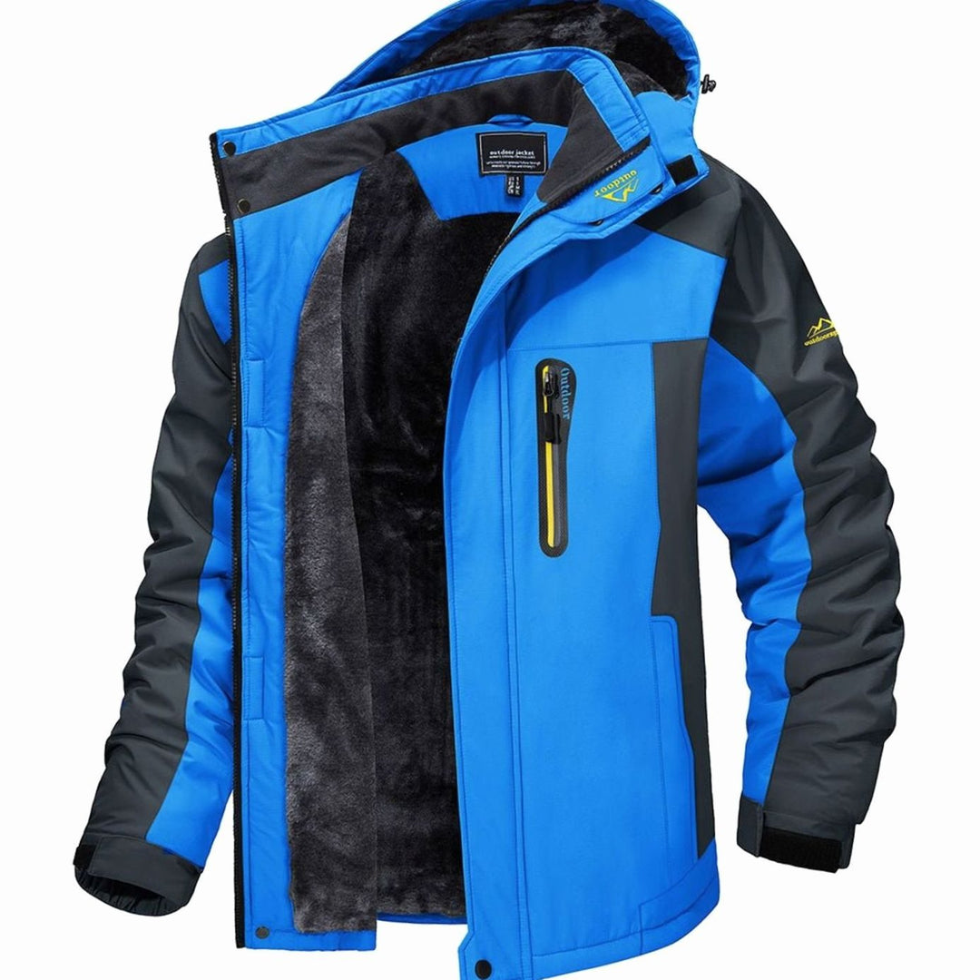 Men's Fleece-Lined Hooded Windproof Winter Outdoor Jacket