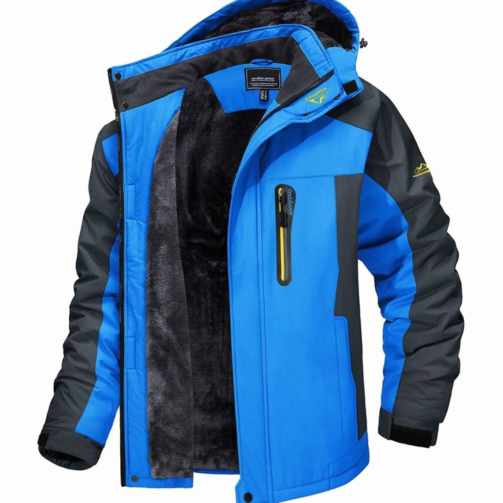 Men's Fleece-Lined Hooded Windproof Winter Outdoor Jacket