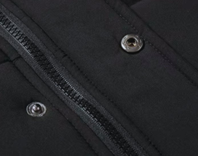 Men's Fleece-Lined Quilted Parka Jacket Faux Fur Hood