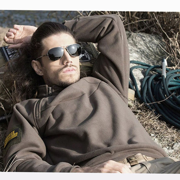 Men's Fleece Quarter-Zip Stand-Collar Pullover Jumper