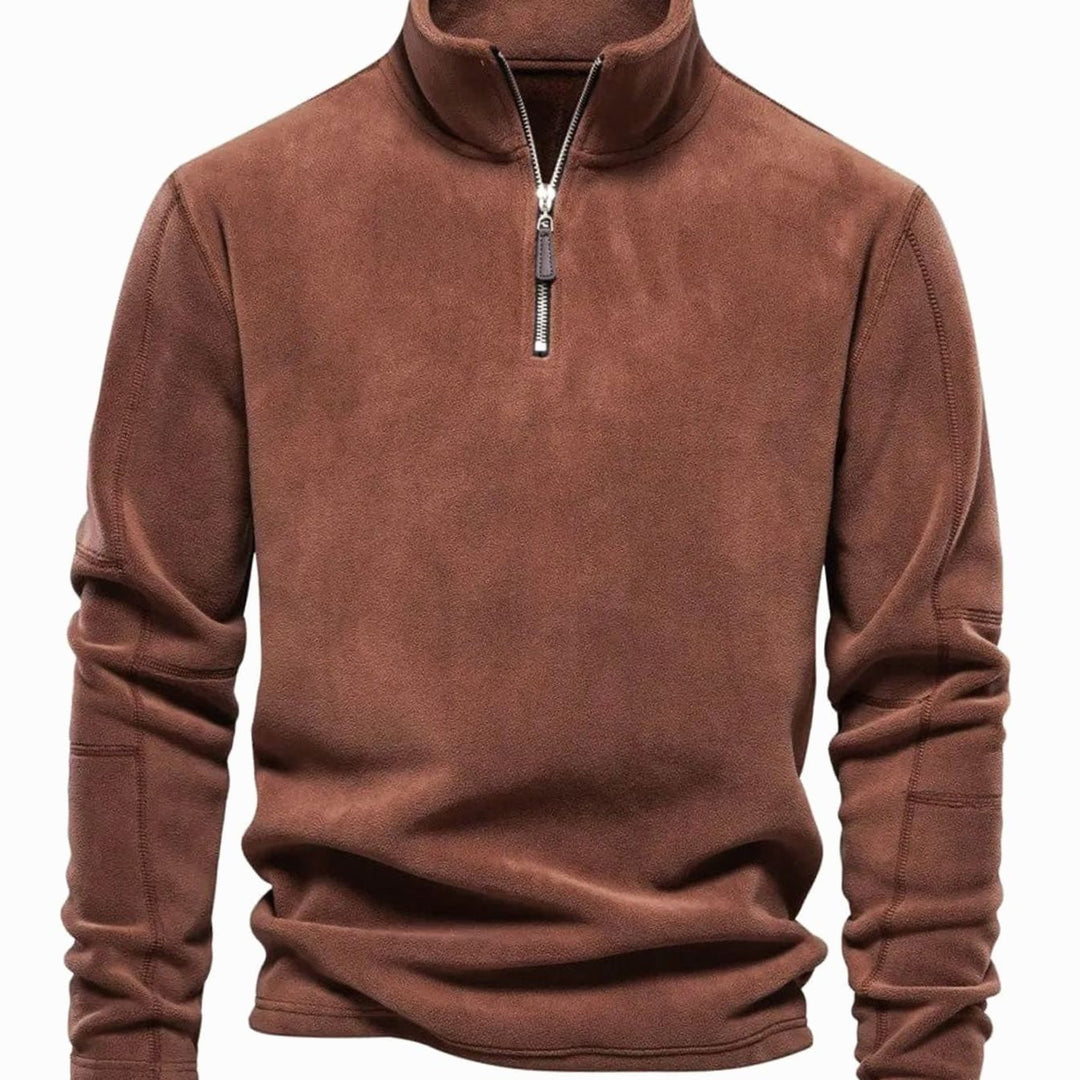 Men's Fleece Quarter-Zip Stand-Collar Pullover Sweatshirt