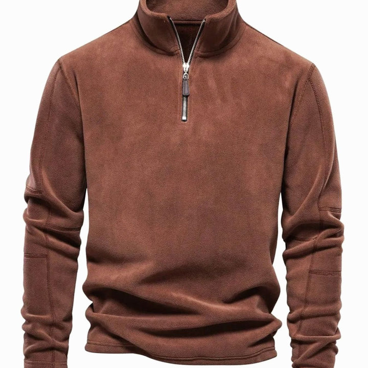 Men's Fleece Quarter-Zip Stand-Collar Pullover Sweatshirt