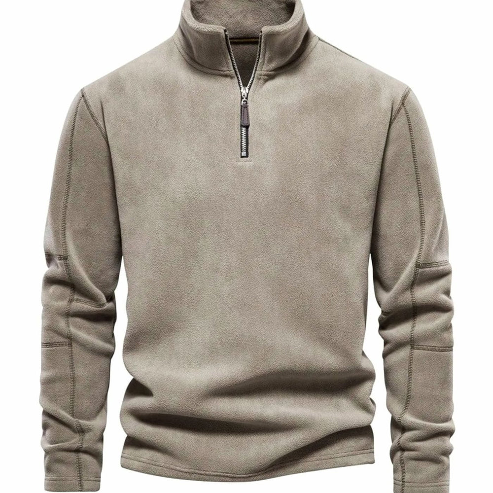 Men's Fleece Quarter-Zip Stand-Collar Pullover Sweatshirt