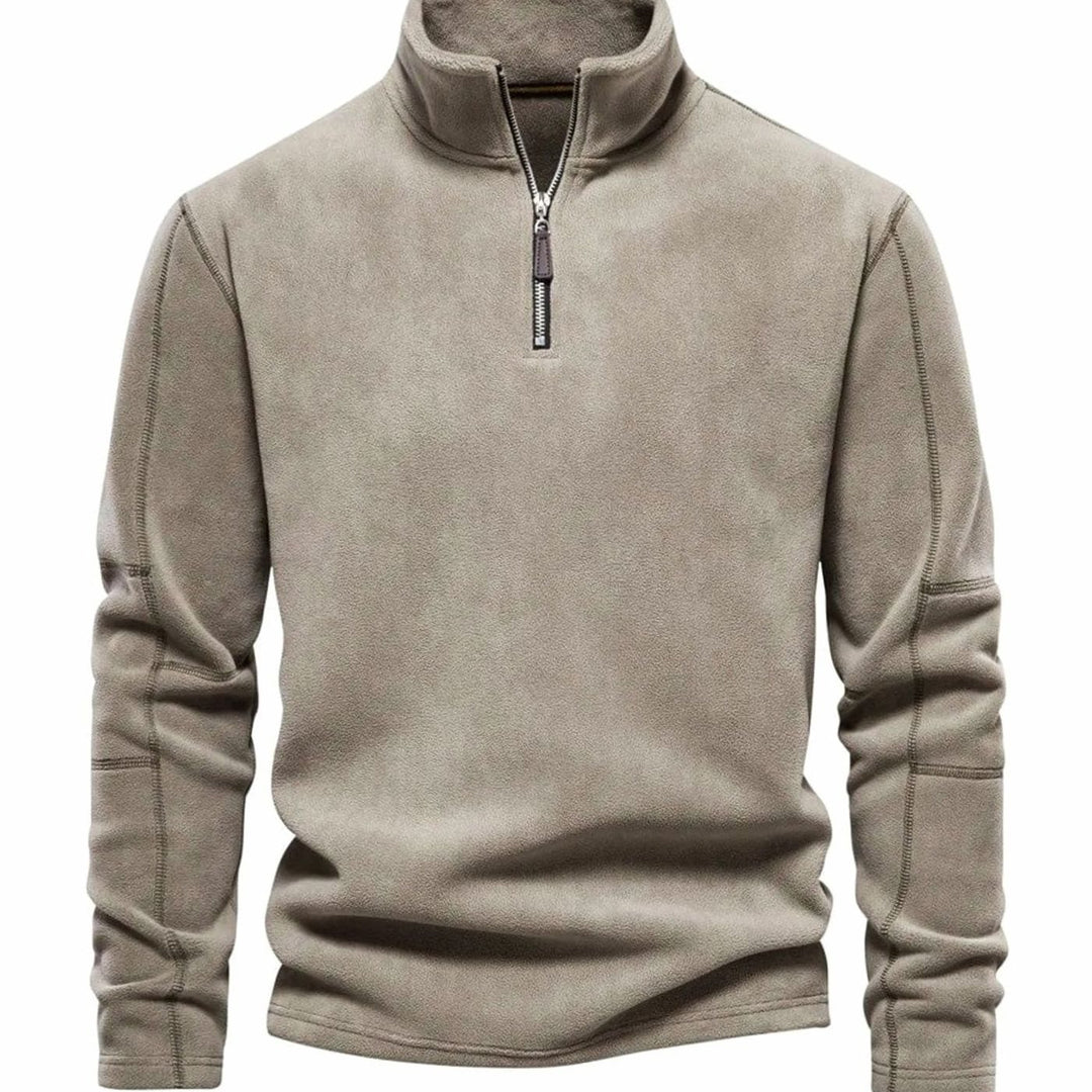 Men's Fleece Quarter-Zip Stand-Collar Pullover Sweatshirt