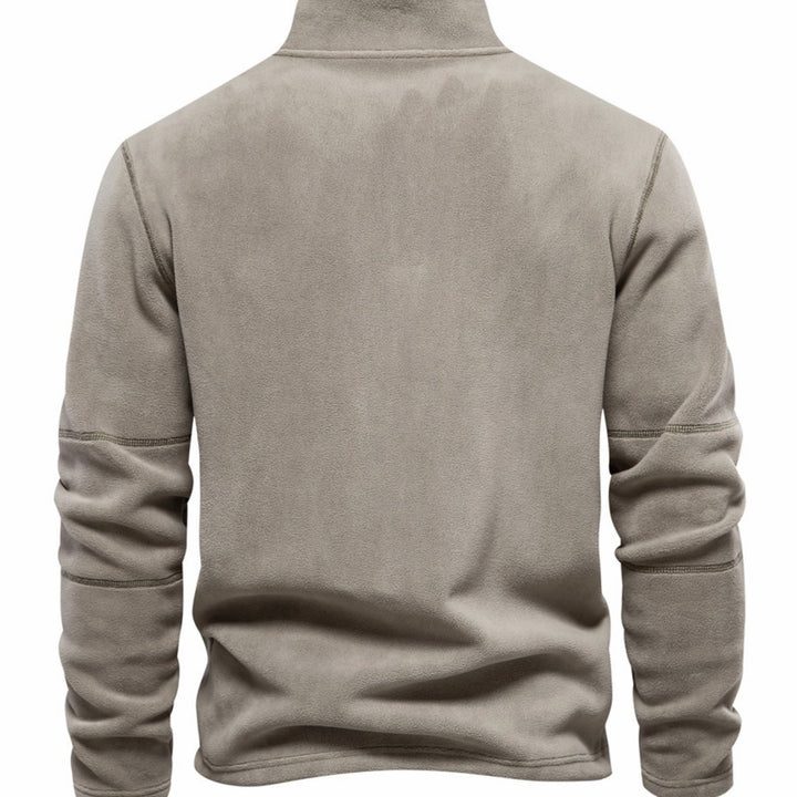 Men's Fleece Quarter-Zip Stand-Collar Pullover Sweatshirt