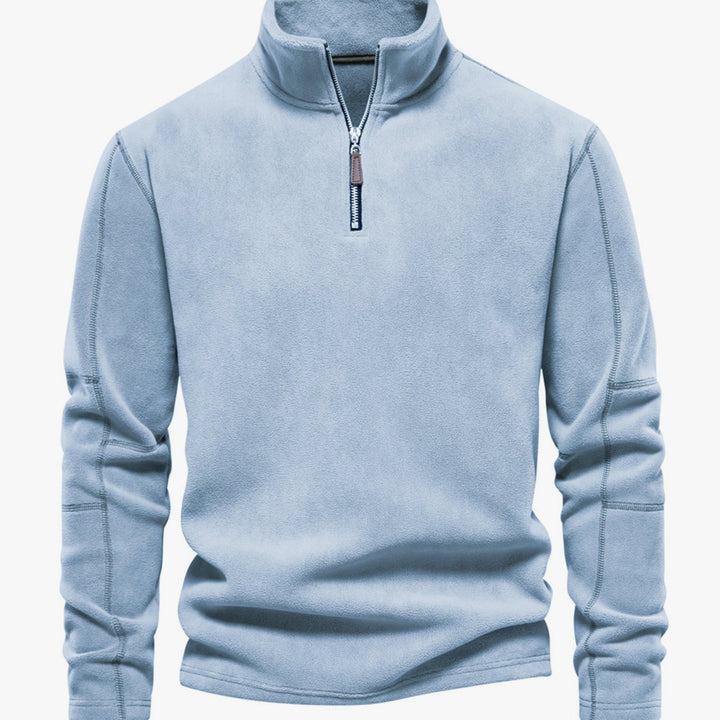 Men's Fleece Quarter-Zip Stand-Collar Pullover Sweatshirt