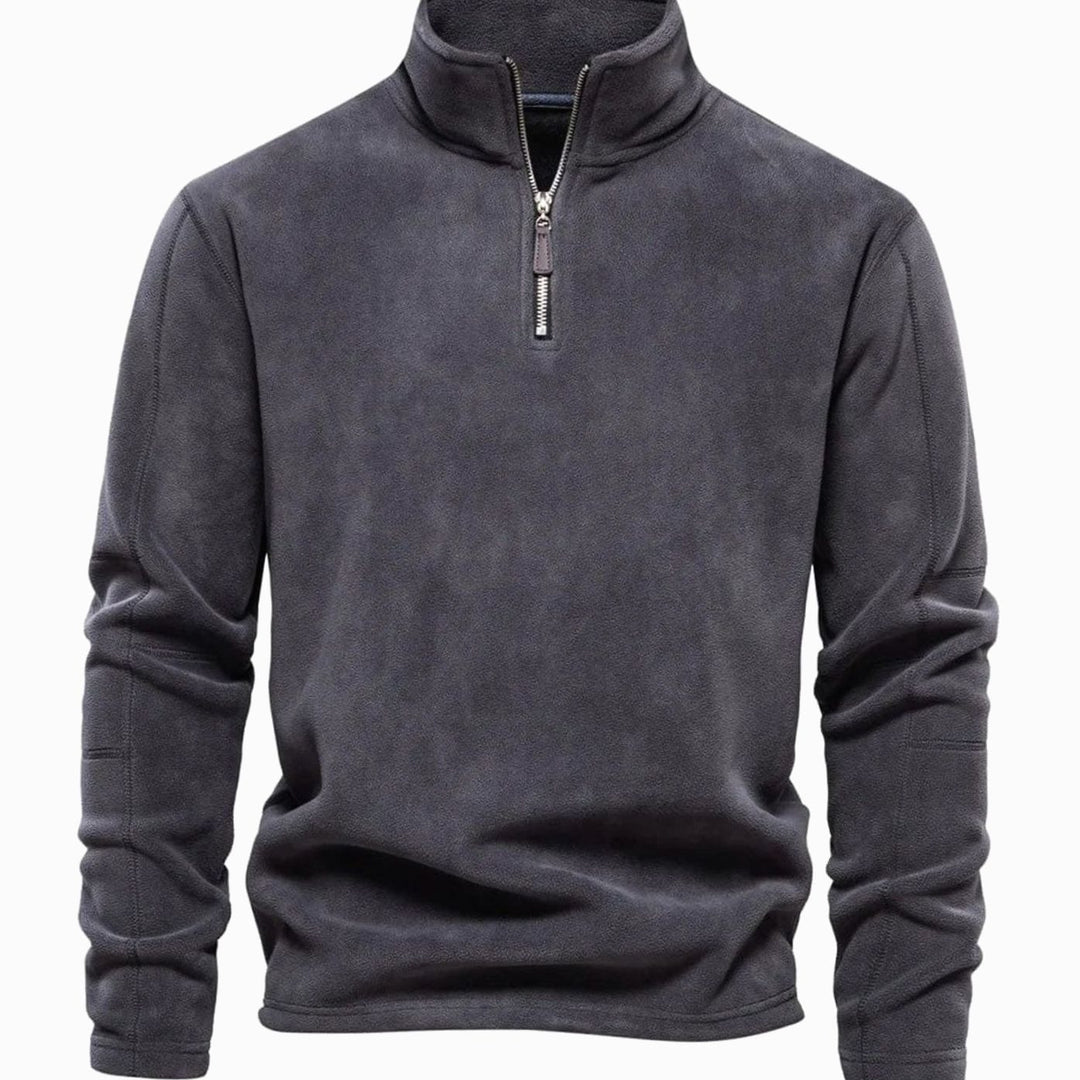 Men's Fleece Quarter-Zip Stand-Collar Pullover Sweatshirt