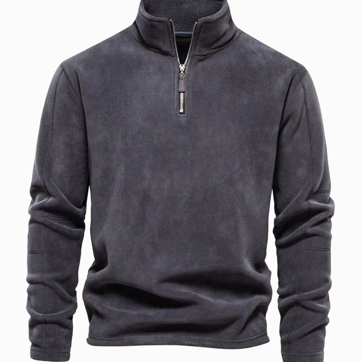 Men's Fleece Quarter-Zip Stand-Collar Pullover Sweatshirt