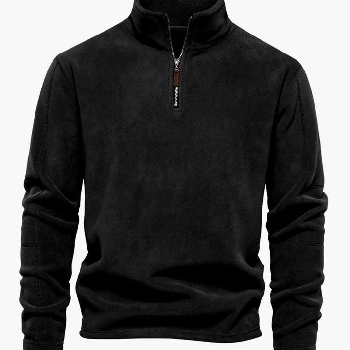 Men's Fleece Quarter-Zip Stand-Collar Pullover Sweatshirt