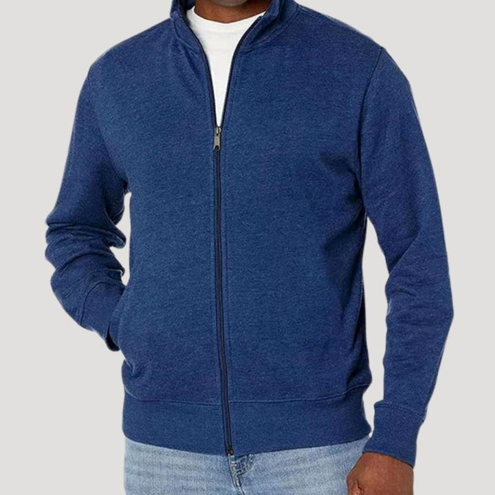 Men's Full-Zip Mock-Neck Fleece Sweatshirt Jacket