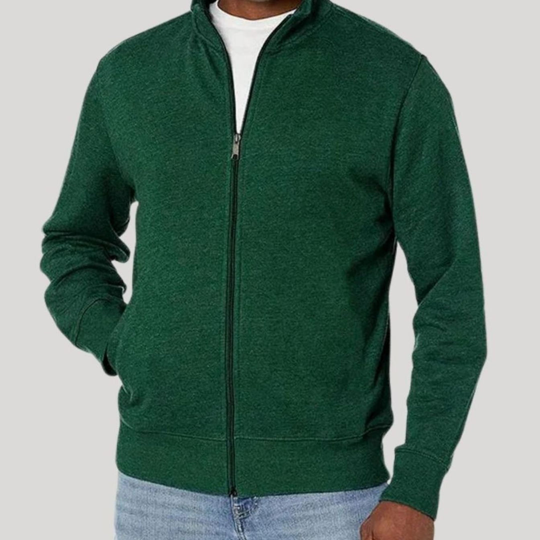 Men's Full-Zip Mock-Neck Fleece Sweatshirt Jacket