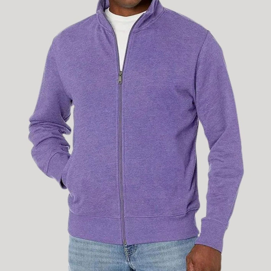 Men's Full-Zip Mock-Neck Fleece Sweatshirt Jacket